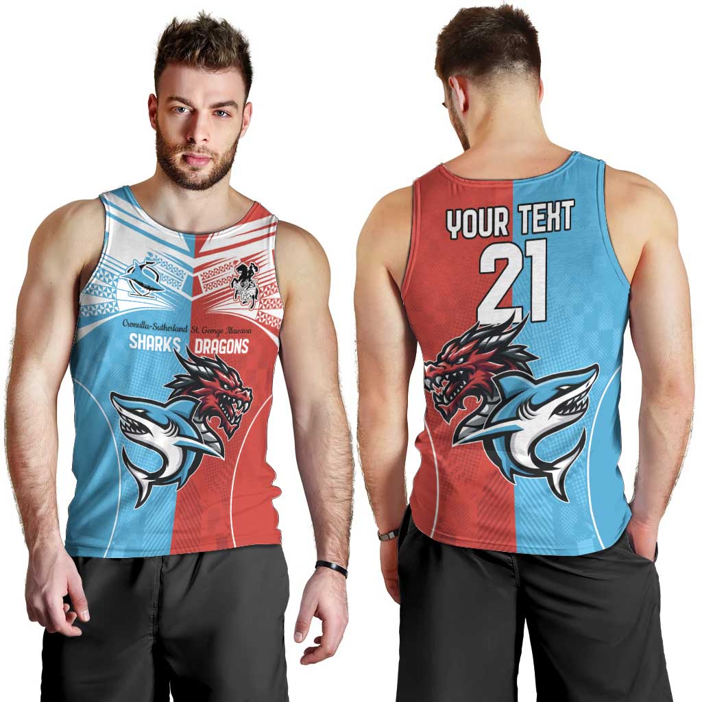 Custom Sharks-Dragons Rugby Men Tank Top With Sporty Style