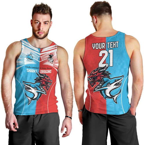 Custom Sharks-Dragons Rugby Men Tank Top With Sporty Style