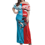 Custom Sharks-Dragons Rugby Off Shoulder Maxi Dress With Sporty Style