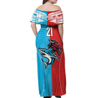 Custom Sharks-Dragons Rugby Off Shoulder Maxi Dress With Sporty Style