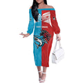 Custom Sharks-Dragons Rugby Off The Shoulder Long Sleeve Dress With Sporty Style