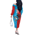 Custom Sharks-Dragons Rugby Off The Shoulder Long Sleeve Dress With Sporty Style