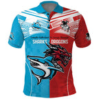 Custom Sharks-Dragons Rugby Polo Shirt With Sporty Style