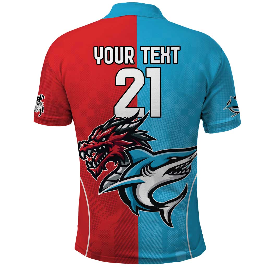 Custom Sharks-Dragons Rugby Polo Shirt With Sporty Style