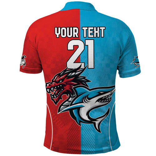 Custom Sharks-Dragons Rugby Polo Shirt With Sporty Style