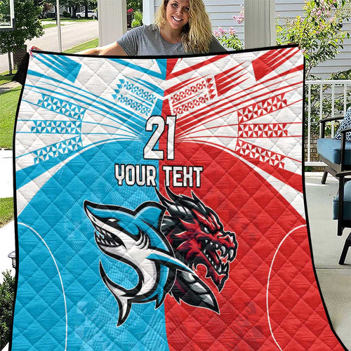 Custom Sharks-Dragons Rugby Quilt With Sporty Style