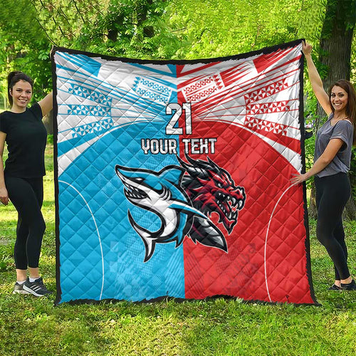 Custom Sharks-Dragons Rugby Quilt With Sporty Style