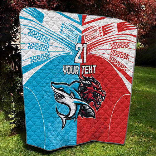 Custom Sharks-Dragons Rugby Quilt With Sporty Style