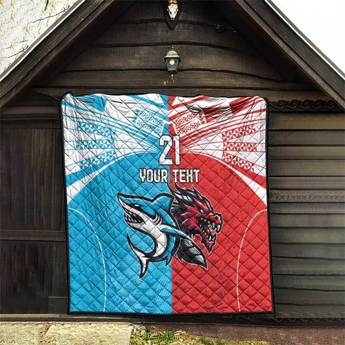 Custom Sharks-Dragons Rugby Quilt With Sporty Style