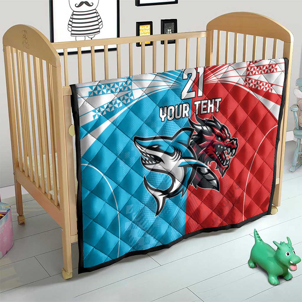 Custom Sharks-Dragons Rugby Quilt With Sporty Style