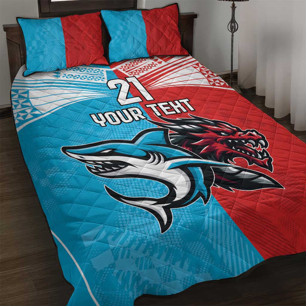 Custom Sharks-Dragons Rugby Quilt Bed Set With Sporty Style
