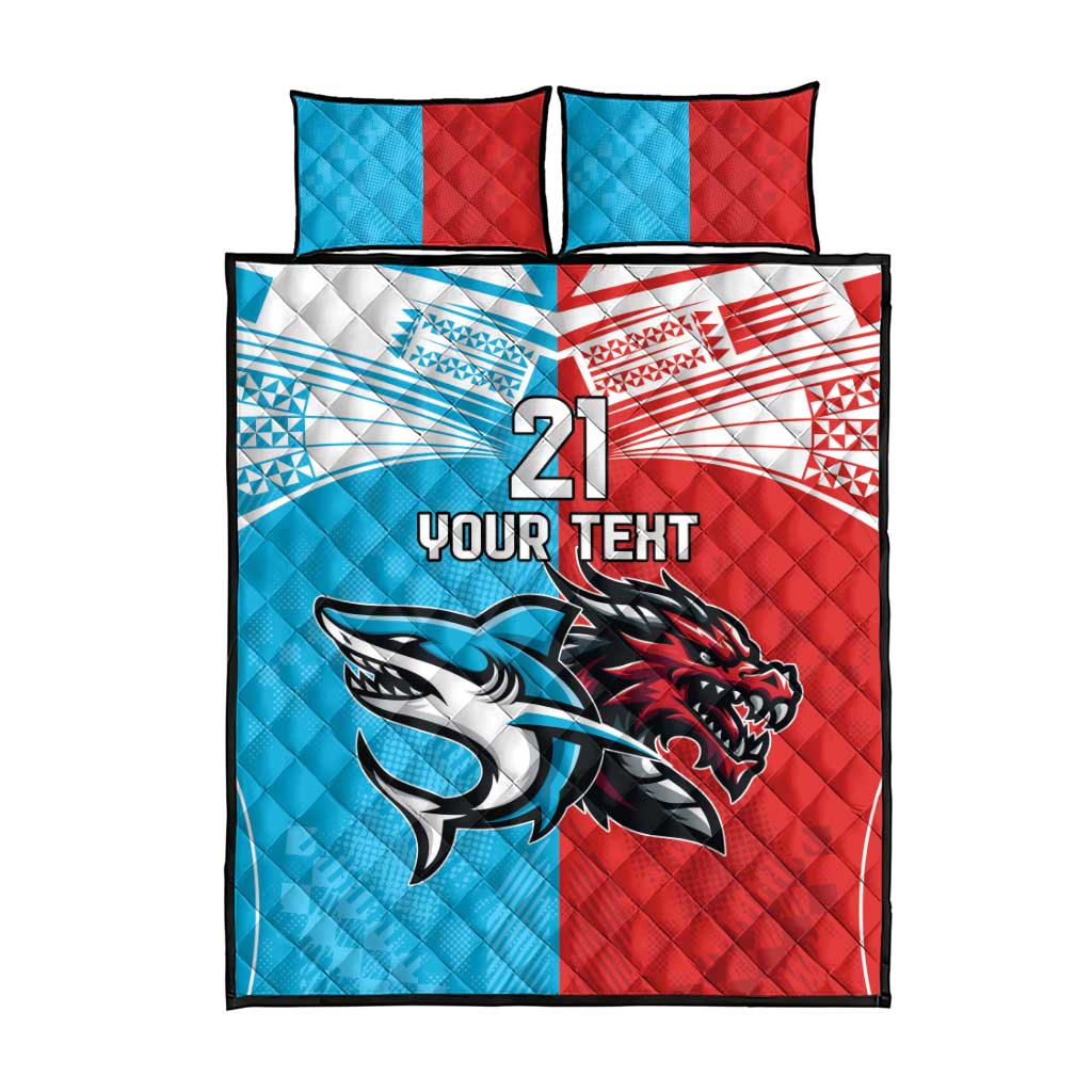 Custom Sharks-Dragons Rugby Quilt Bed Set With Sporty Style