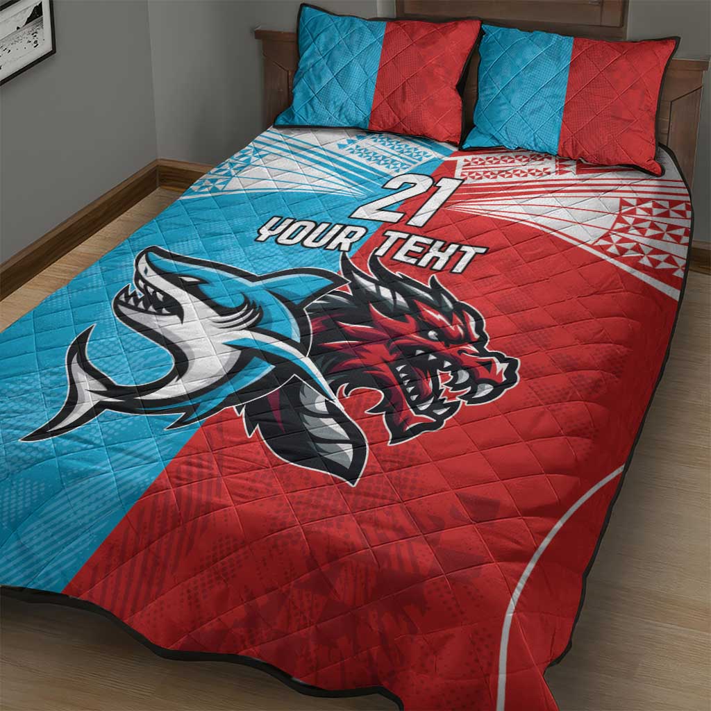 Custom Sharks-Dragons Rugby Quilt Bed Set With Sporty Style
