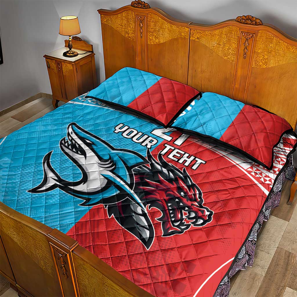 Custom Sharks-Dragons Rugby Quilt Bed Set With Sporty Style