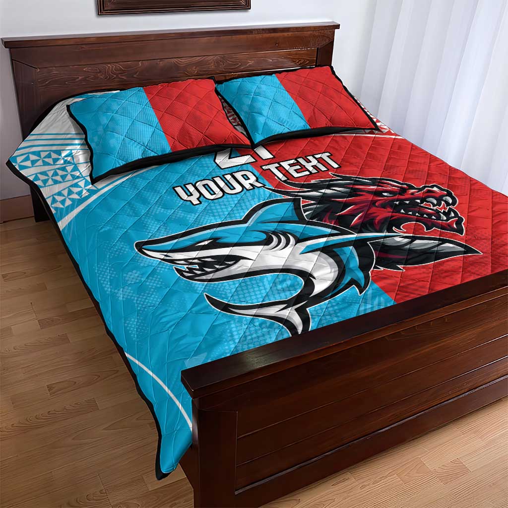 Custom Sharks-Dragons Rugby Quilt Bed Set With Sporty Style