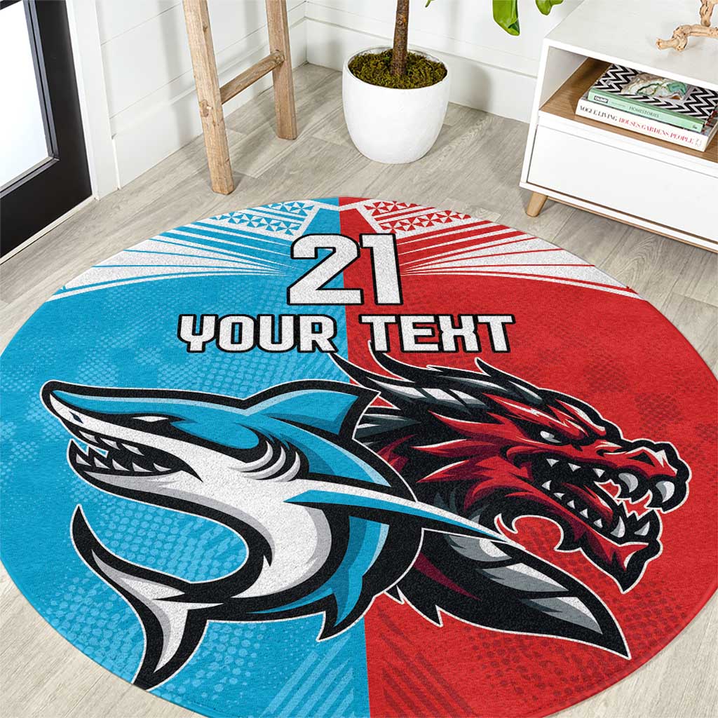 Custom Sharks-Dragons Rugby Round Carpet With Sporty Style