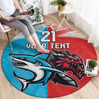 Custom Sharks-Dragons Rugby Round Carpet With Sporty Style