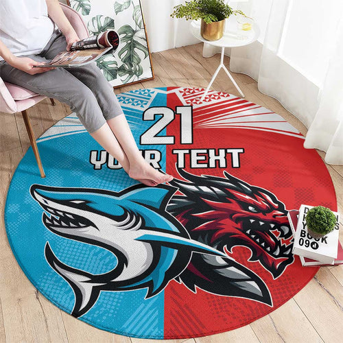 Custom Sharks-Dragons Rugby Round Carpet With Sporty Style