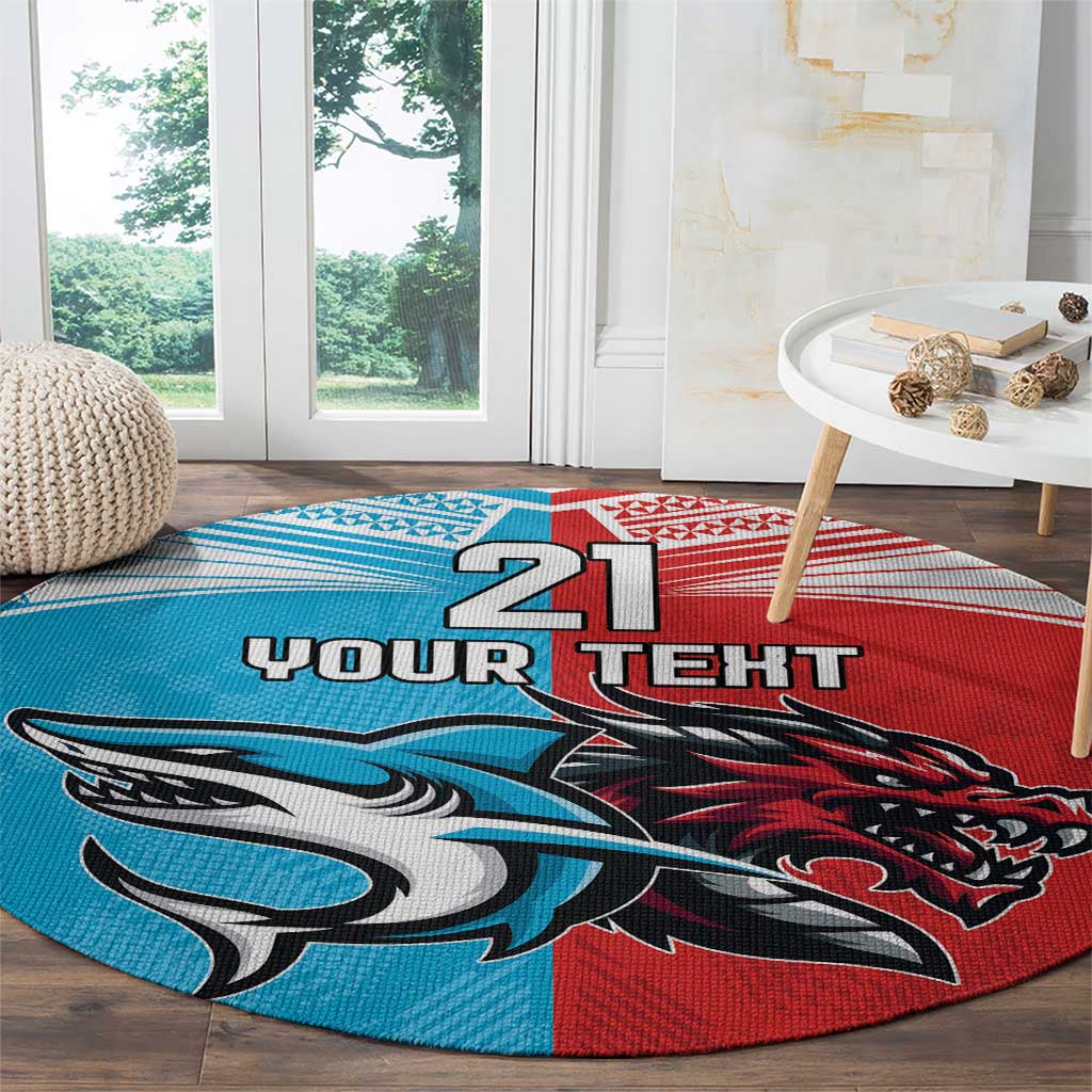 Custom Sharks-Dragons Rugby Round Carpet With Sporty Style