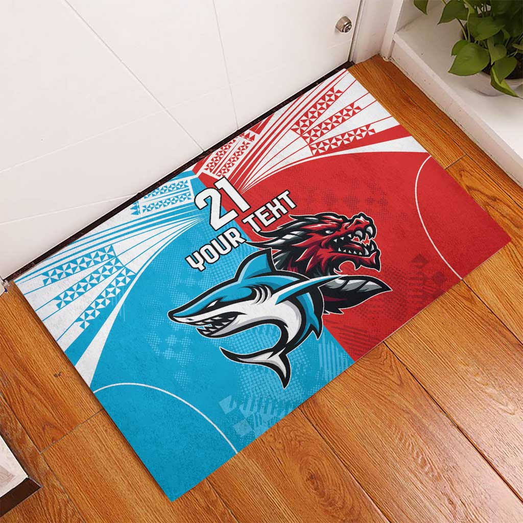 Custom Sharks-Dragons Rugby Rubber Doormat With Sporty Style
