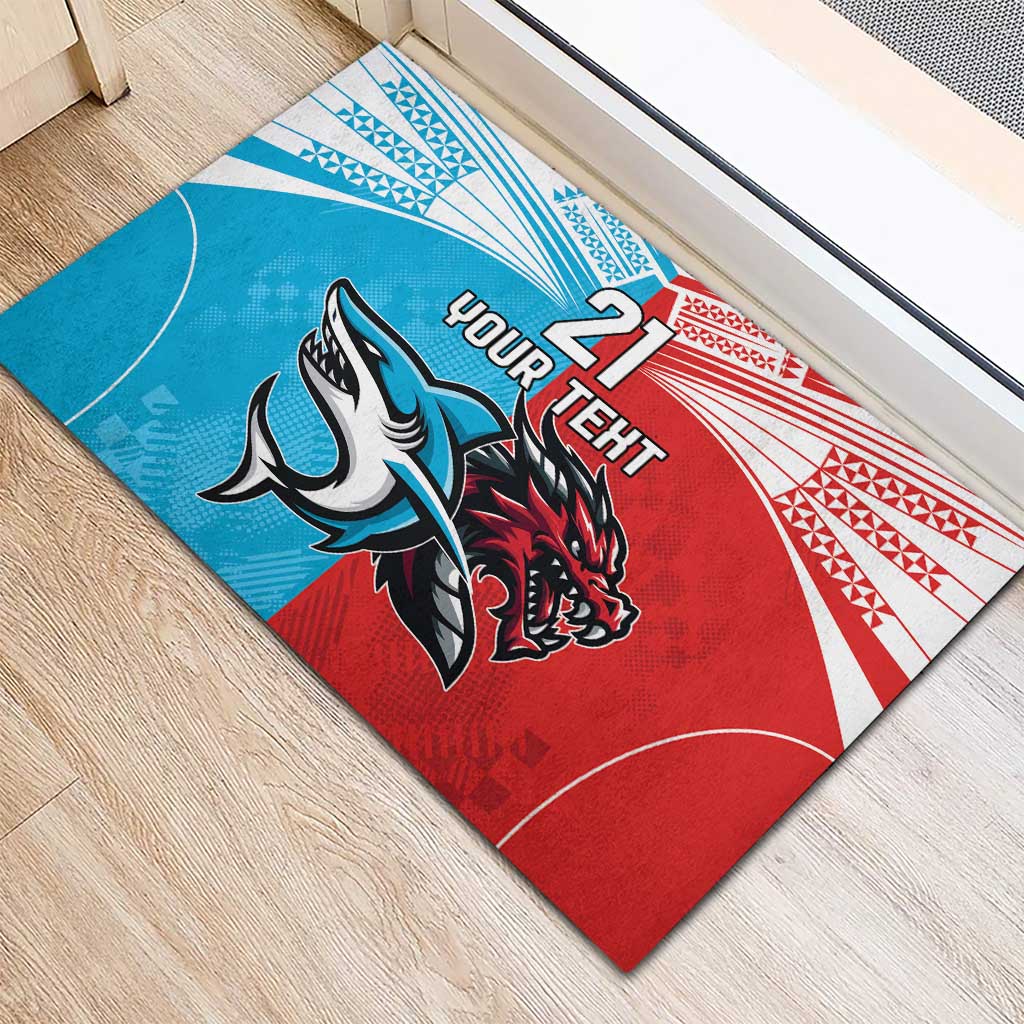 Custom Sharks-Dragons Rugby Rubber Doormat With Sporty Style