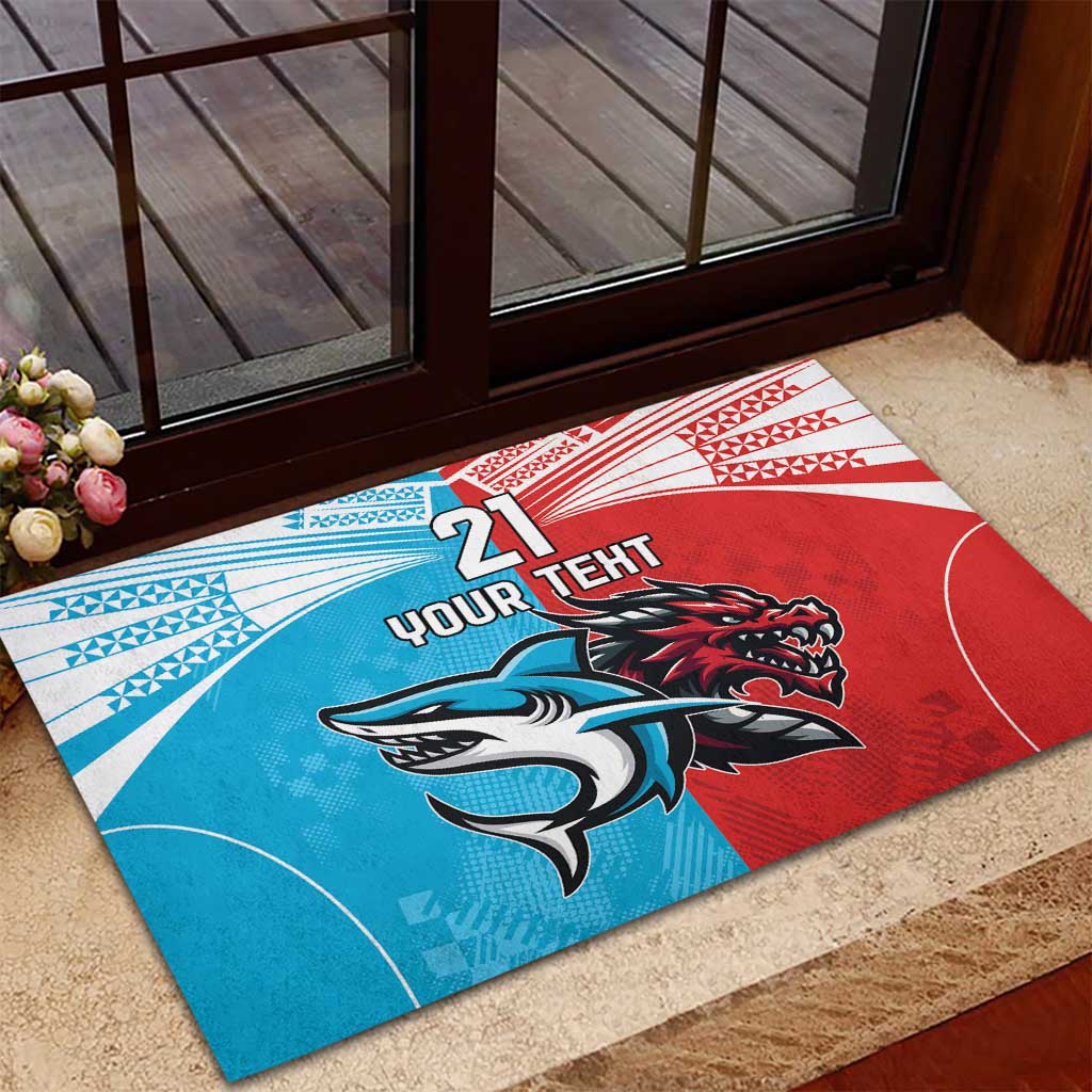 Custom Sharks-Dragons Rugby Rubber Doormat With Sporty Style