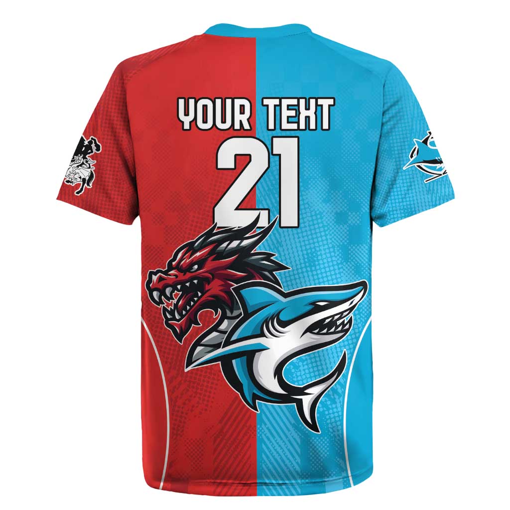Custom Sharks-Dragons Rugby Rugby Jersey With Sporty Style