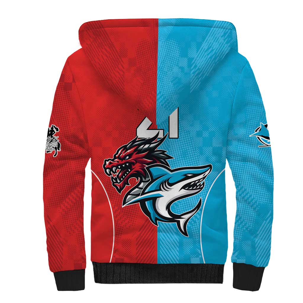 Custom Sharks-Dragons Rugby Sherpa Hoodie With Sporty Style
