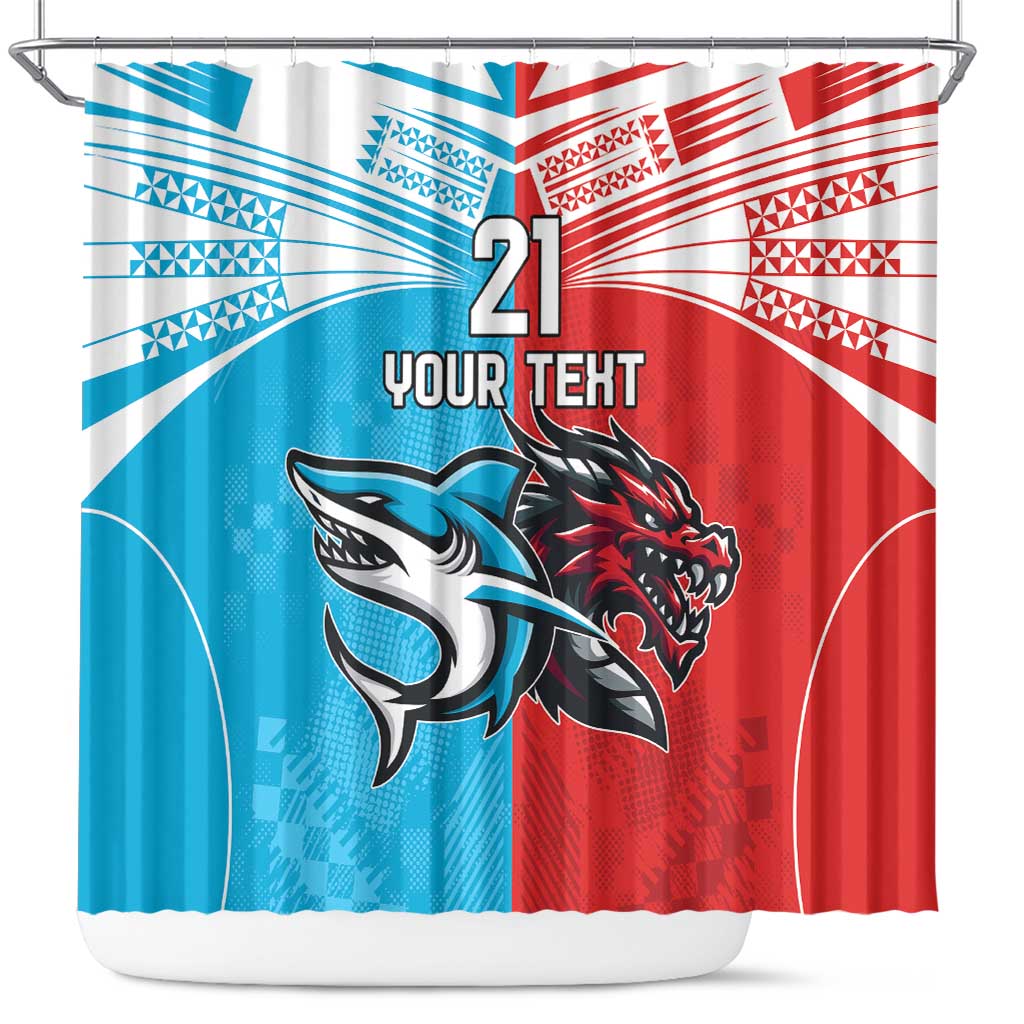 Custom Sharks-Dragons Rugby Shower Curtain With Sporty Style