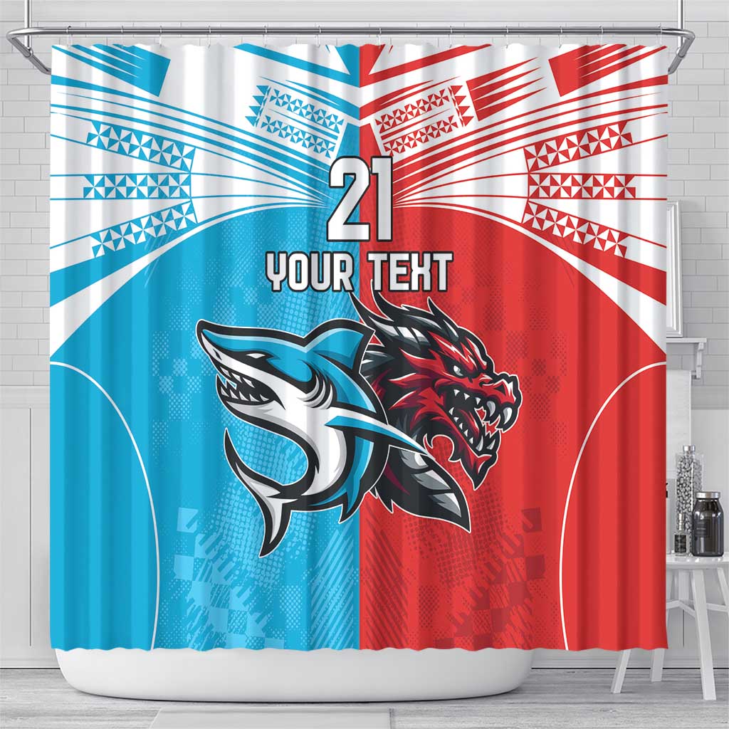 Custom Sharks-Dragons Rugby Shower Curtain With Sporty Style