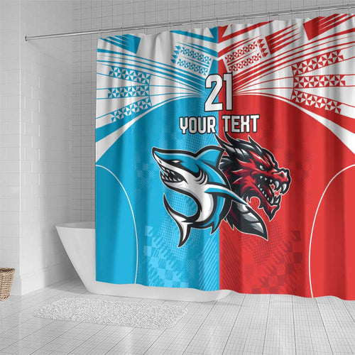 Custom Sharks-Dragons Rugby Shower Curtain With Sporty Style