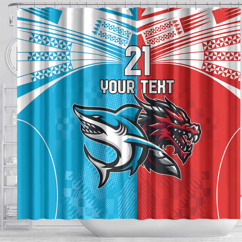 Custom Sharks-Dragons Rugby Shower Curtain With Sporty Style