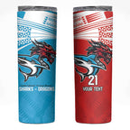 Custom Sharks-Dragons Rugby Skinny Tumbler With Sporty Style