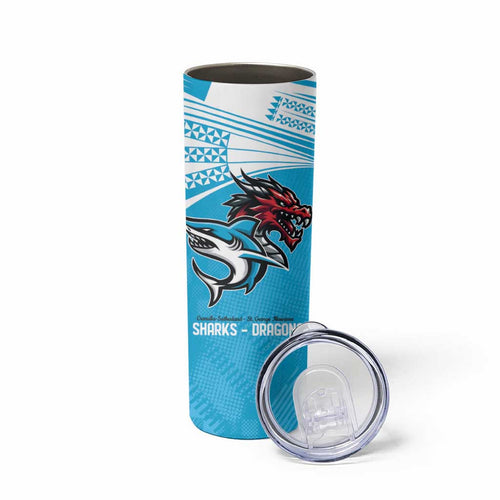 Custom Sharks-Dragons Rugby Skinny Tumbler With Sporty Style