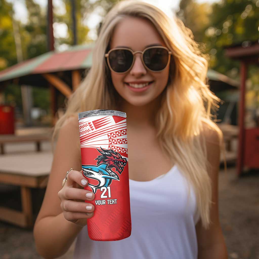 Custom Sharks-Dragons Rugby Skinny Tumbler With Sporty Style