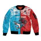 Custom Sharks-Dragons Rugby Sleeve Zip Bomber Jacket With Sporty Style