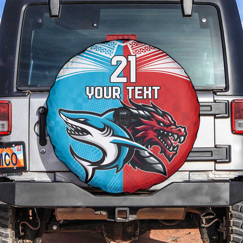 Custom Sharks-Dragons Rugby Spare Tire Cover With Sporty Style