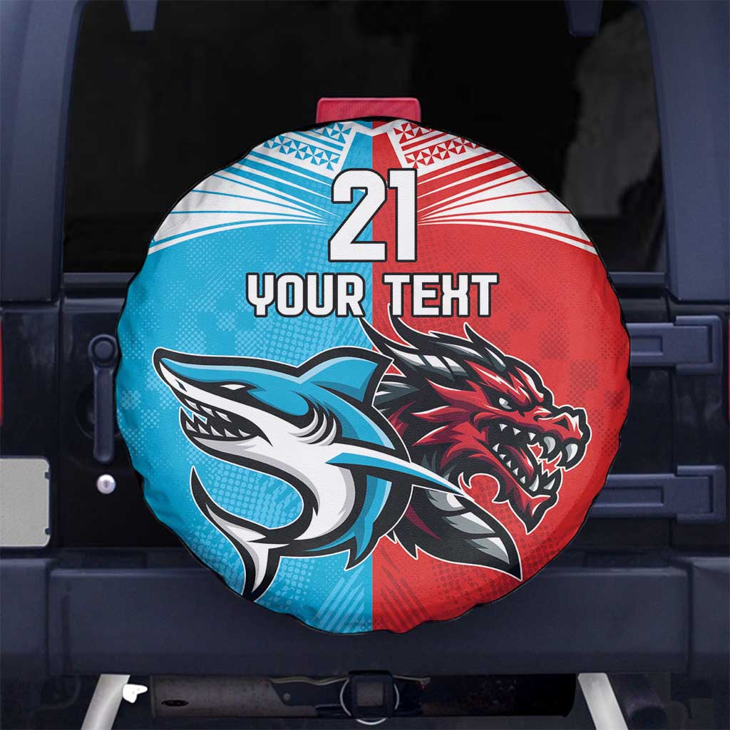 Custom Sharks-Dragons Rugby Spare Tire Cover With Sporty Style
