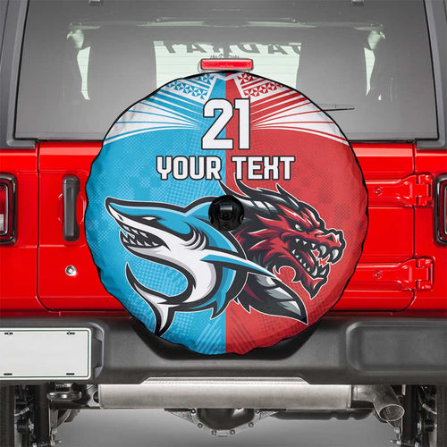 Custom Sharks-Dragons Rugby Spare Tire Cover With Sporty Style