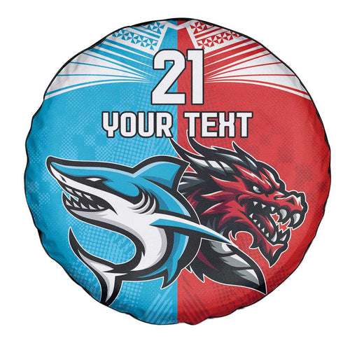 Custom Sharks-Dragons Rugby Spare Tire Cover With Sporty Style