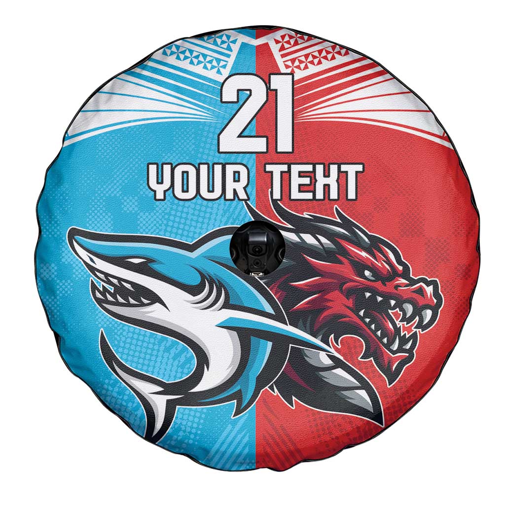 Custom Sharks-Dragons Rugby Spare Tire Cover With Sporty Style