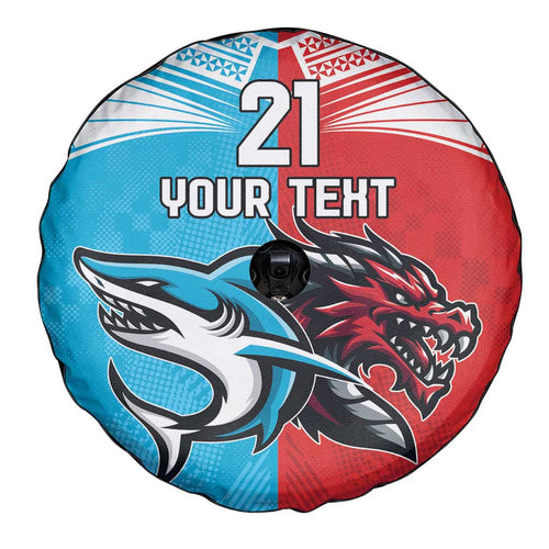 Custom Sharks-Dragons Rugby Spare Tire Cover With Sporty Style