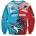 Custom Sharks-Dragons Rugby Sweatshirt With Sporty Style