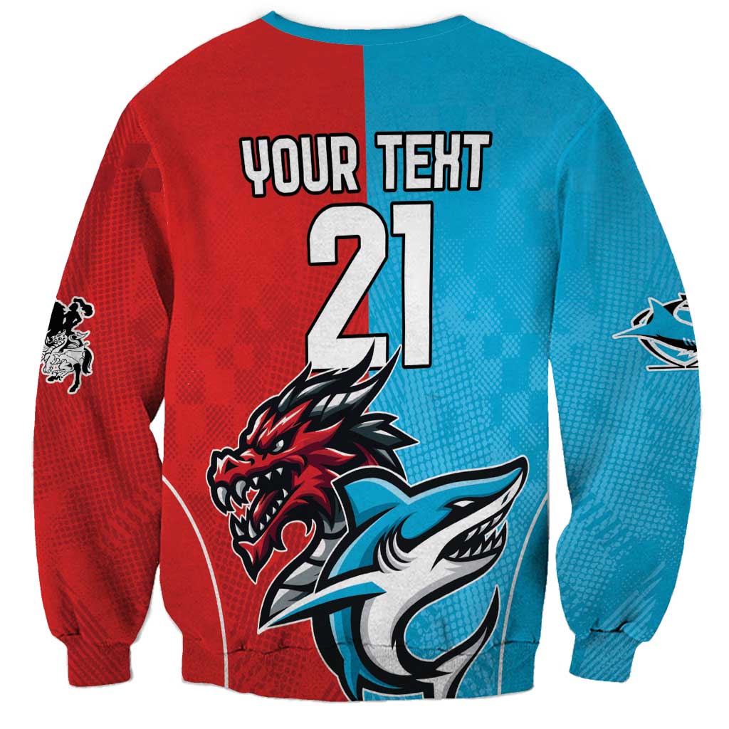 Custom Sharks-Dragons Rugby Sweatshirt With Sporty Style