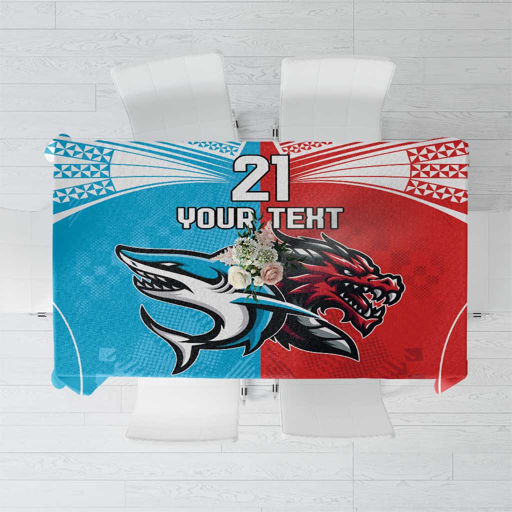 Custom Sharks-Dragons Rugby Tablecloth With Sporty Style