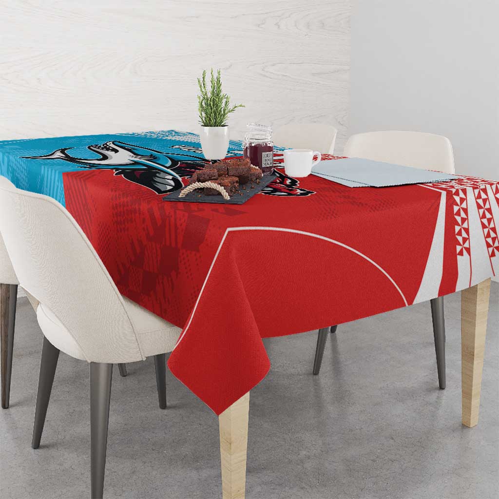 Custom Sharks-Dragons Rugby Tablecloth With Sporty Style