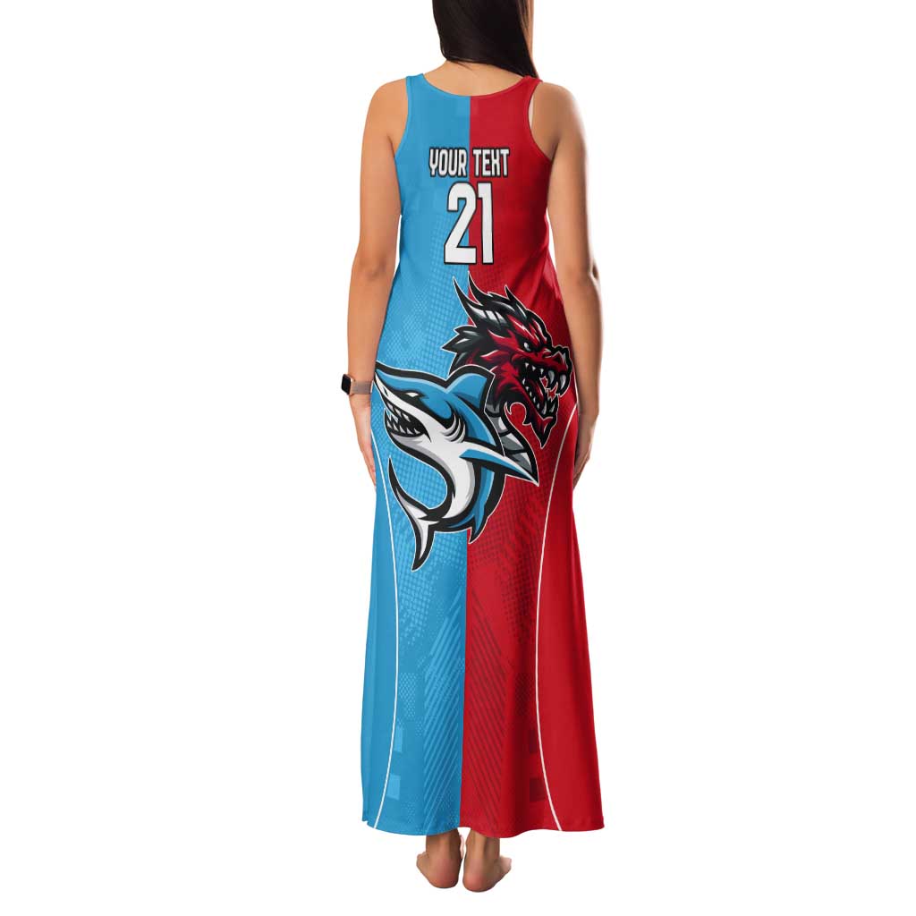 Custom Sharks-Dragons Rugby Tank Maxi Dress With Sporty Style
