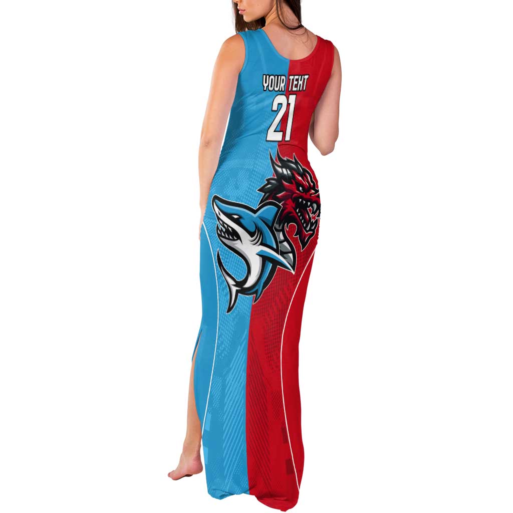 Custom Sharks-Dragons Rugby Tank Maxi Dress With Sporty Style