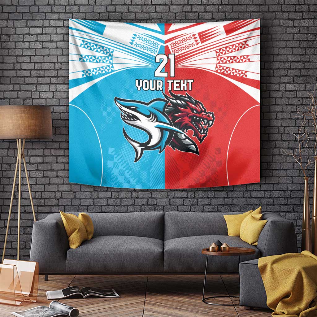 Custom Sharks-Dragons Rugby Tapestry With Sporty Style
