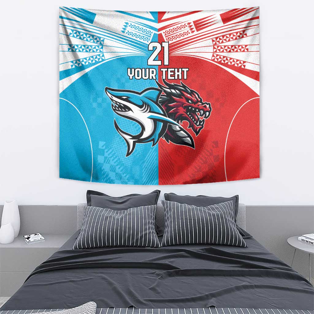 Custom Sharks-Dragons Rugby Tapestry With Sporty Style
